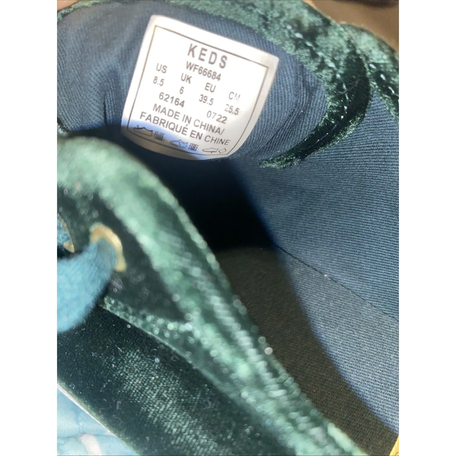 Keds Shoes Dark Green Velvet Womens Triple-Up Velvet Platform Sneakers Sz 8.5 - Image 9