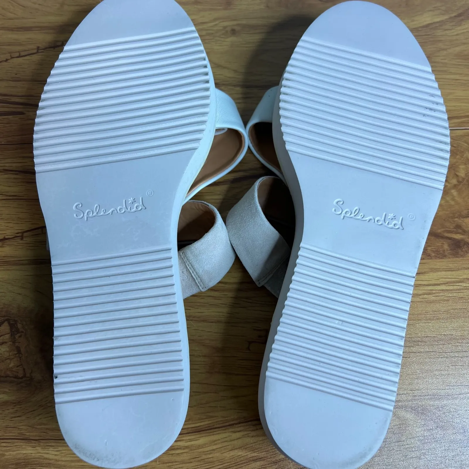 Splendid Fara Espadrille Platform Slide Sandals Size‎ 10 Leather Pink Cream NEW - Image 9