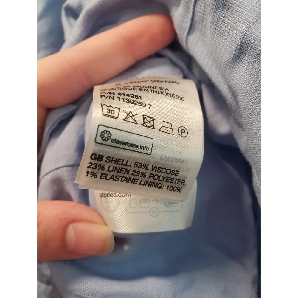 asos linen corset detail blouse in blue.a23 - Image 4