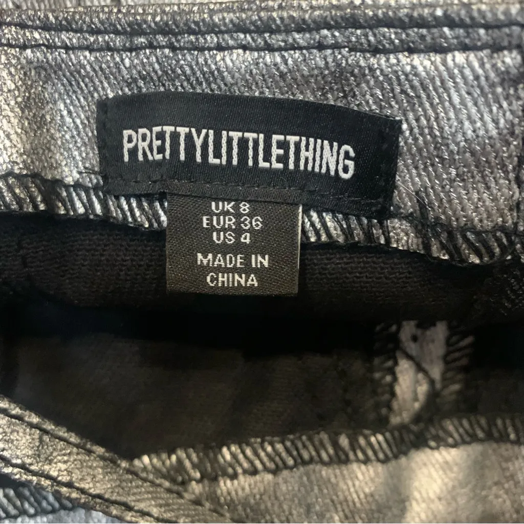 • PrettyLittleThing silver coated denim corset top size 4 - Image 3