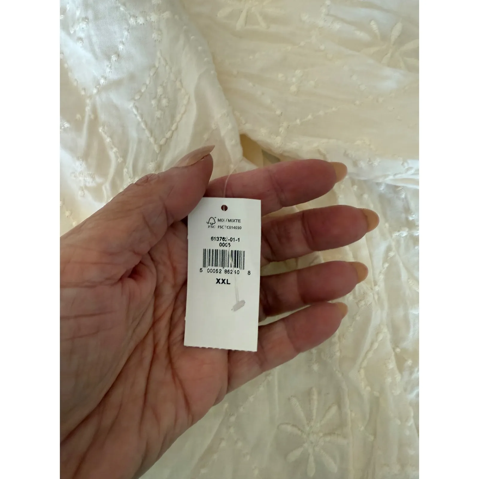 Old Navy Embroidered Tunic Top‎ XXL Cream Long Sleeve Boho Bohemian Blouse Top - Image 7