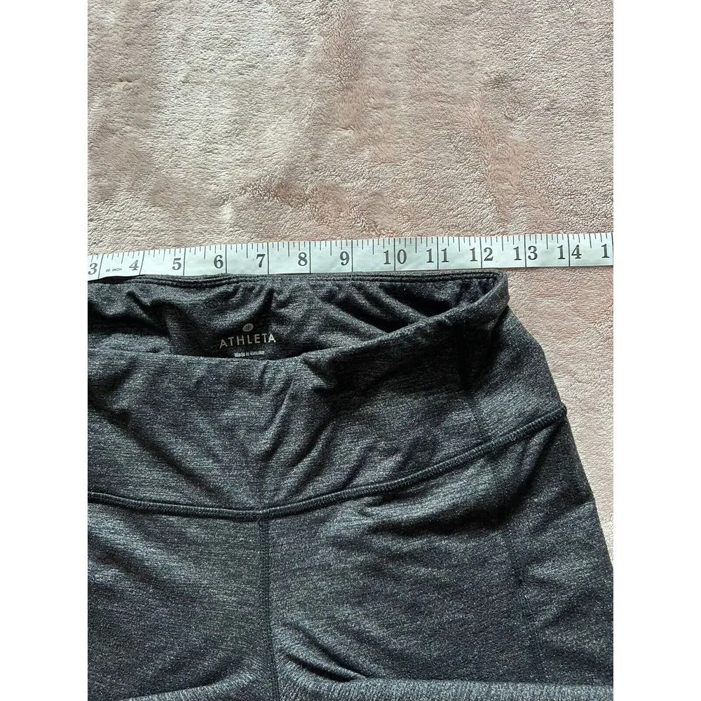 ATHLETA Heather Gray Capri Crop Leggings‎ Yoga Gym US Small Strappy Details - Image 7