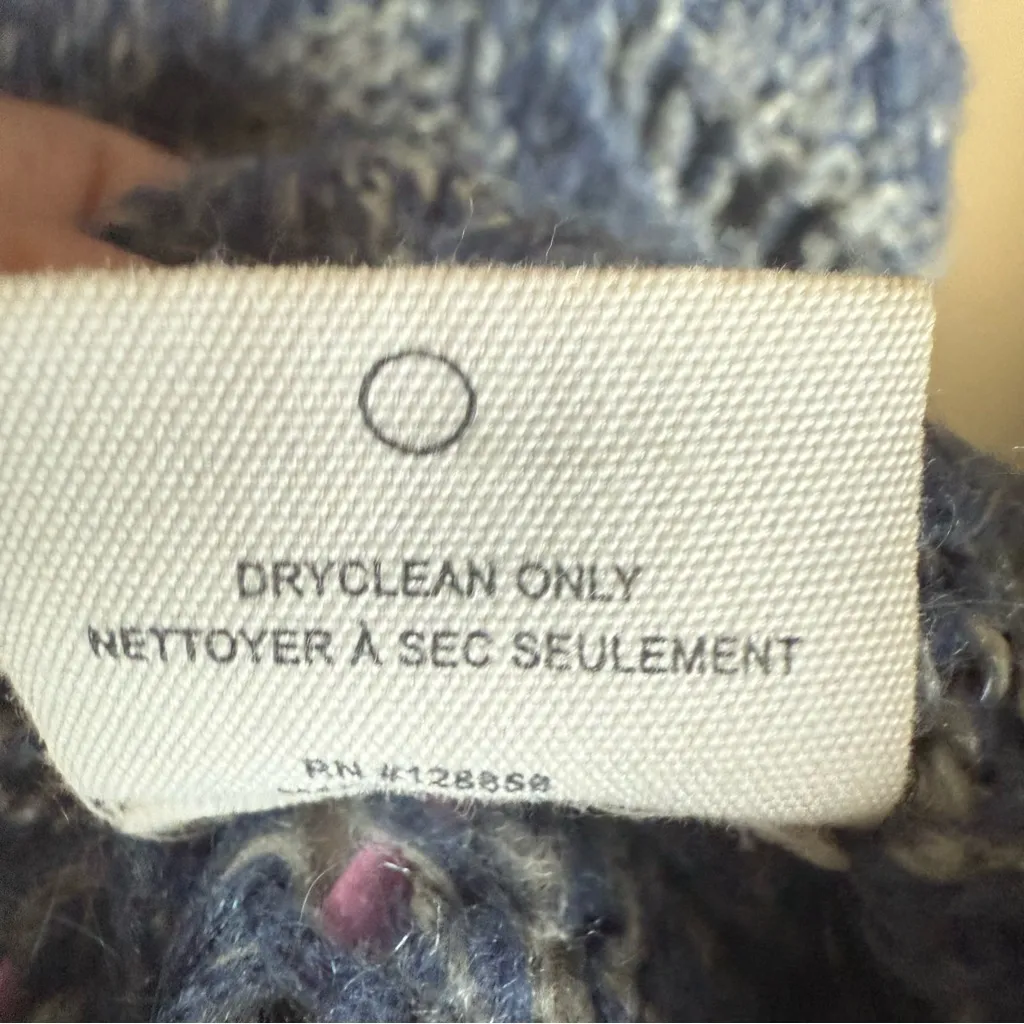 Anthropologie Hansel From Basel Stitched Foliage Turtleneck sweater Size Small Blue - Image 5