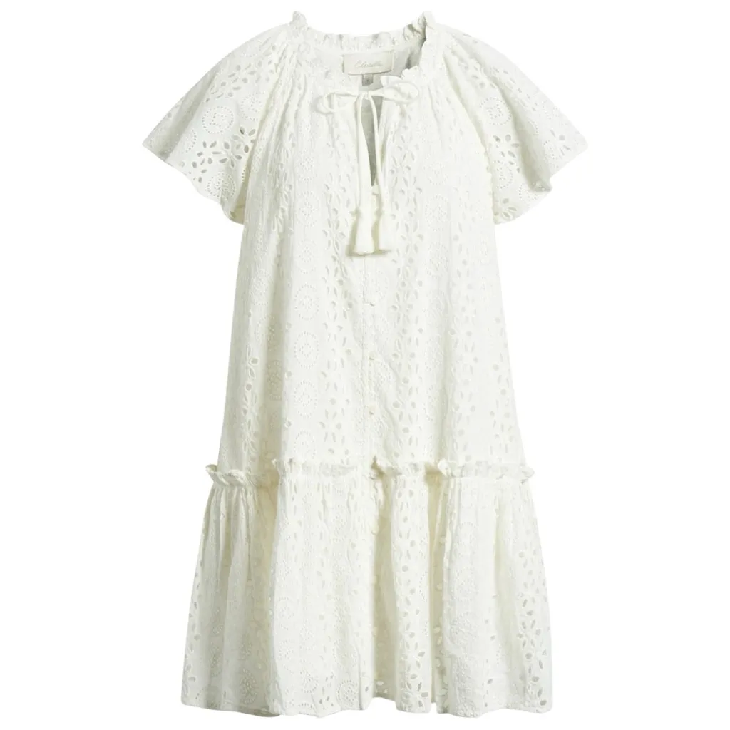 Cleobella Women’s Size M Ivory Eyelet Lace Cotton Lydia Button Down Mini Dress - Image 8