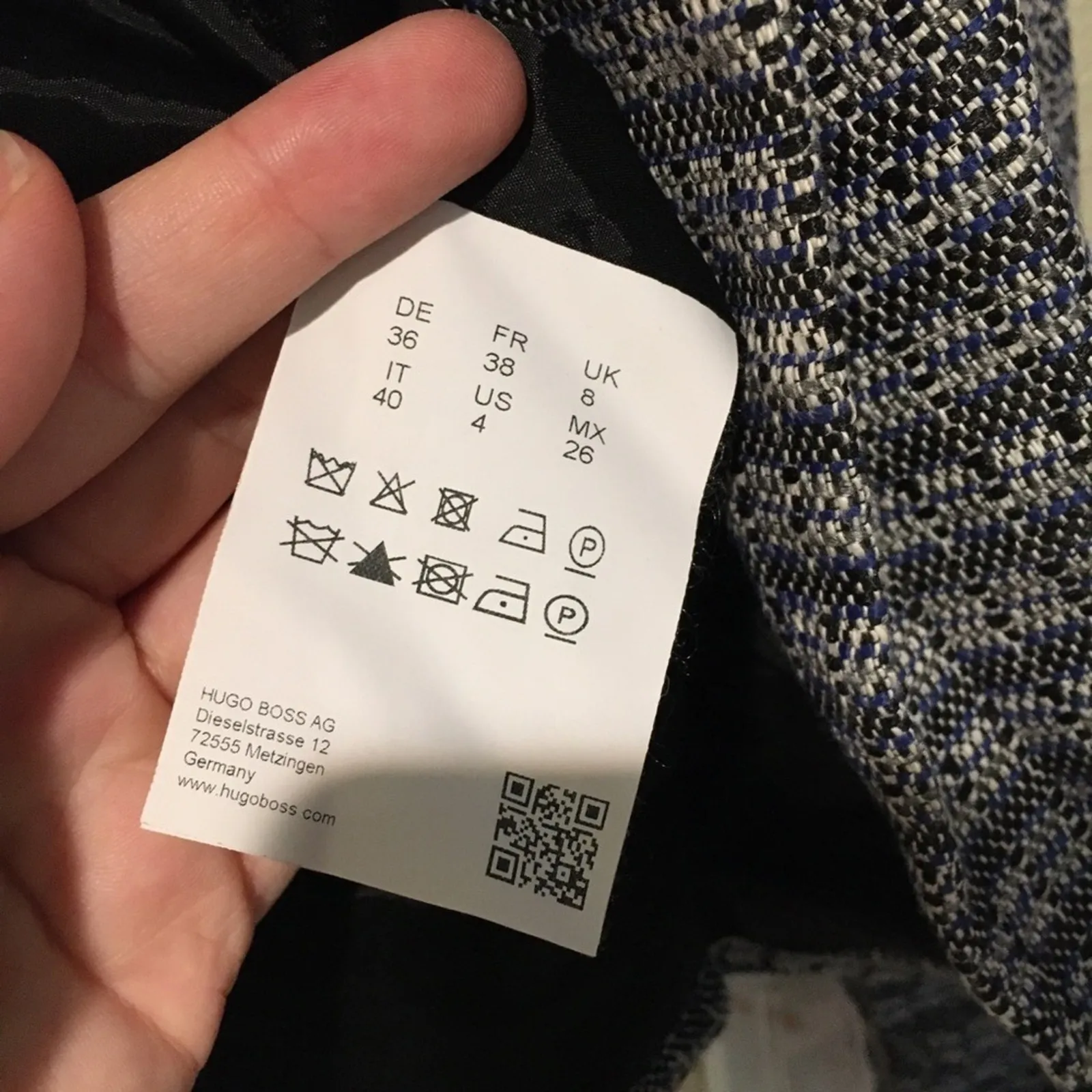 BOSS Hugo Boss blue tweed woven crop blazer - Image 5