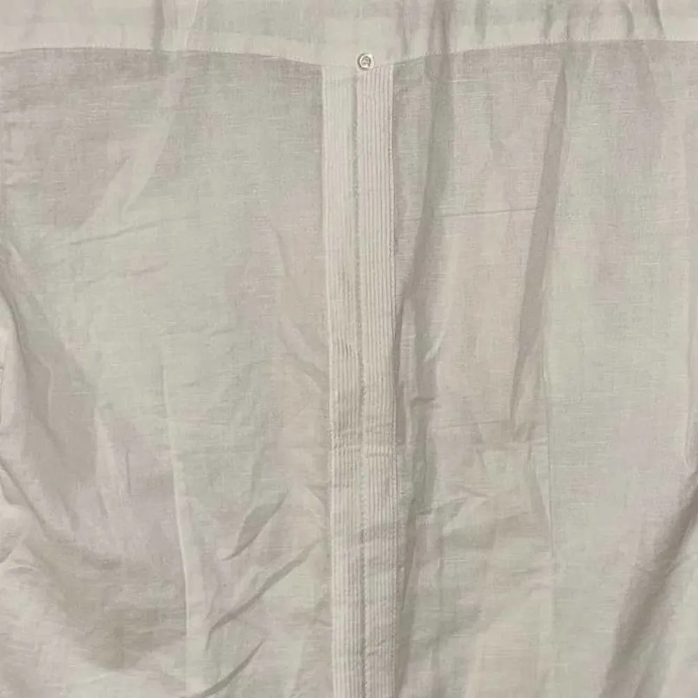 JMP WHITE LINEN 4 POCKETS BUTTON UP BLOUSE MEDIUM - Image 4