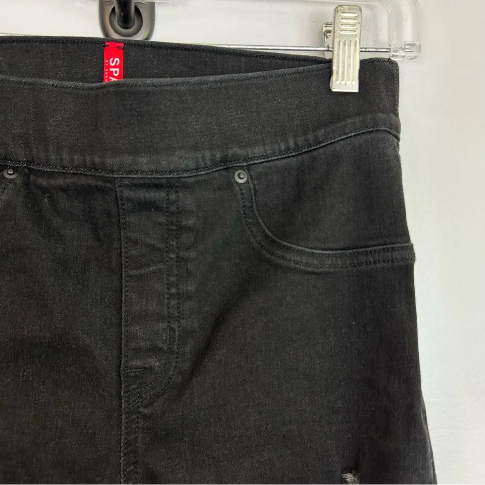 SPANX Black High Rise Distressed Vintage Wash Skinny Jeans Size Small - Image 6