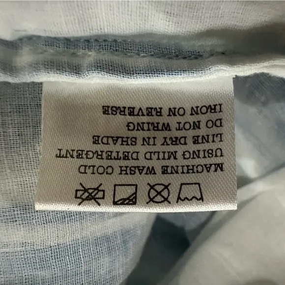 Olivia James The Label Striped Linen Dress Tie‎ Shoulder XS Blue White Coastal - Image 8