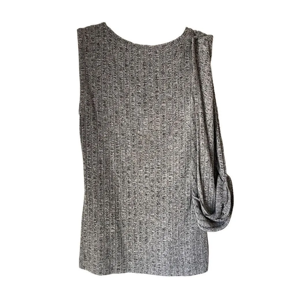 Club Monaco 1686  Gray Ribbed 1 Sleeve Blouse Size Small - Image 2