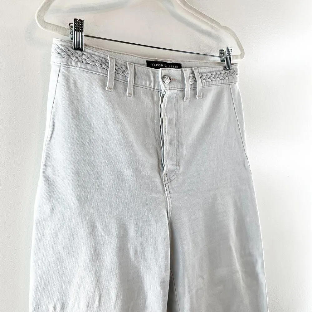 Veronica Beard Grant Braided Waist Extra High Rise Wide Leg Jeans Aspen Blue 10 - Image 12