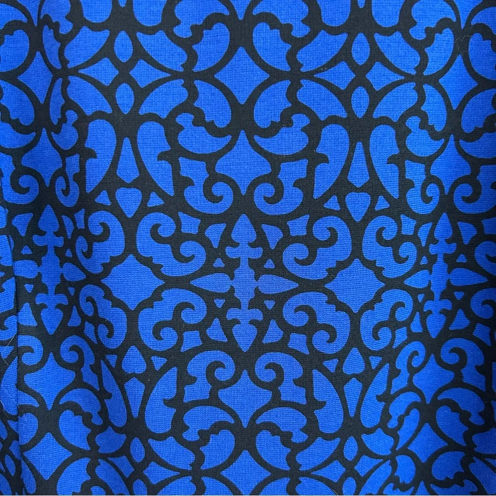 NWT Croft & Barrow Blue/Black Geometric Lace Long Sleeve Sheath Dress Size Large - Image 7