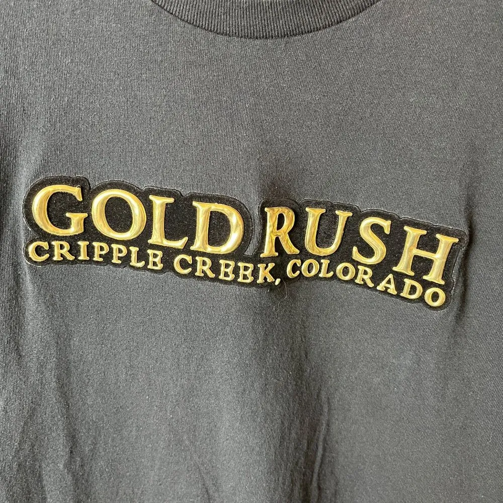 Gold Rush Cripple Creek Colorado T Shirt Vintage Y2K Gray Medium M Raised Print - Image 5