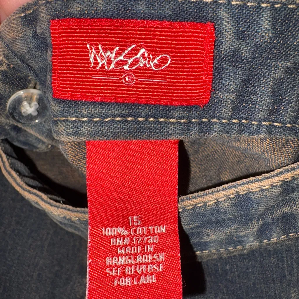 NWOT Mossimo Straight Dark Denim Zipup Blue Skirt W/Small Snag Size 15 - Image 5