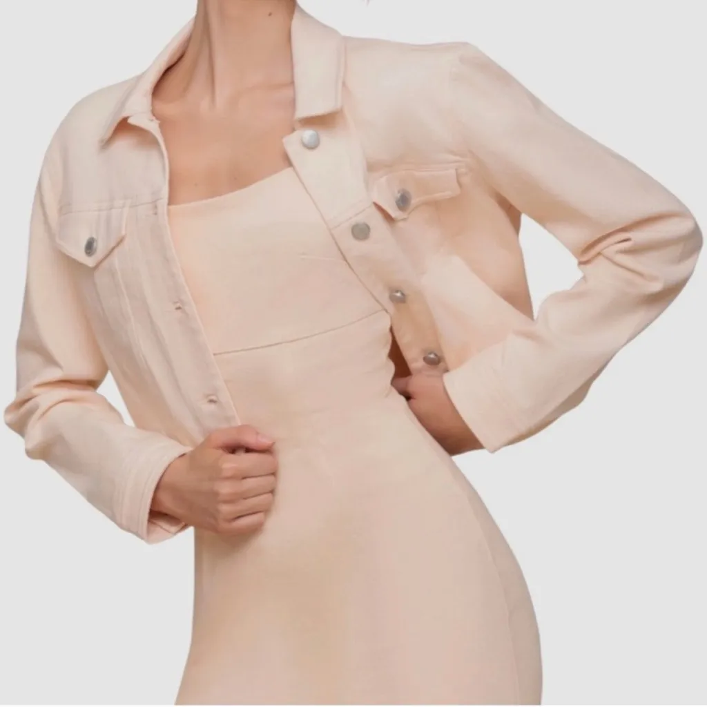 Avec Les Filles Denim Jacket Peach Ecru 8 - Image 3