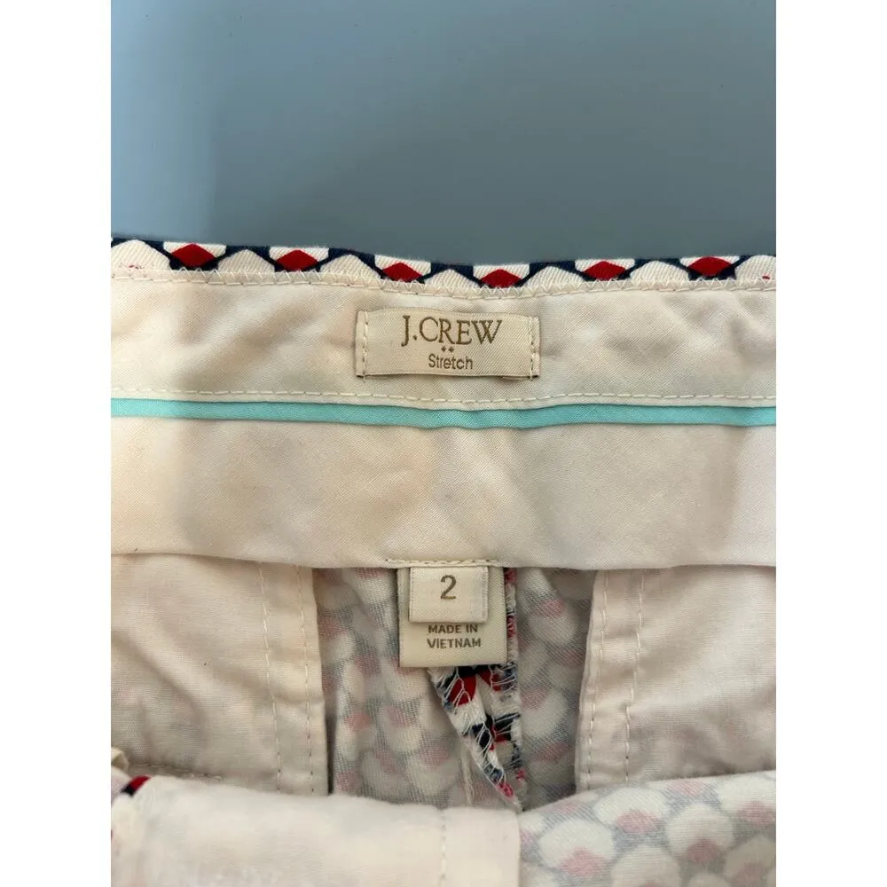 J. Crew red blue patterned shorts size 2 stretch preppy classic - Image 5