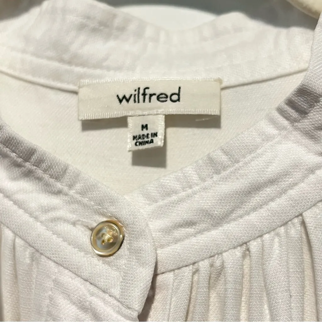 Wilfred Aritzia Bertillon Button Down Short Sleeve Shirt White Small Tunic Top - Image 3