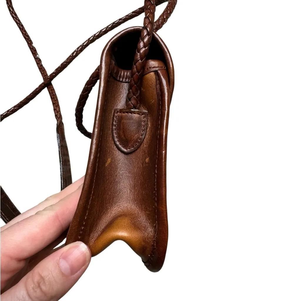 Vintage Brighton Women's Bag Mini Crossbody Woven Long Braided Strap Brown Purse - Image 5