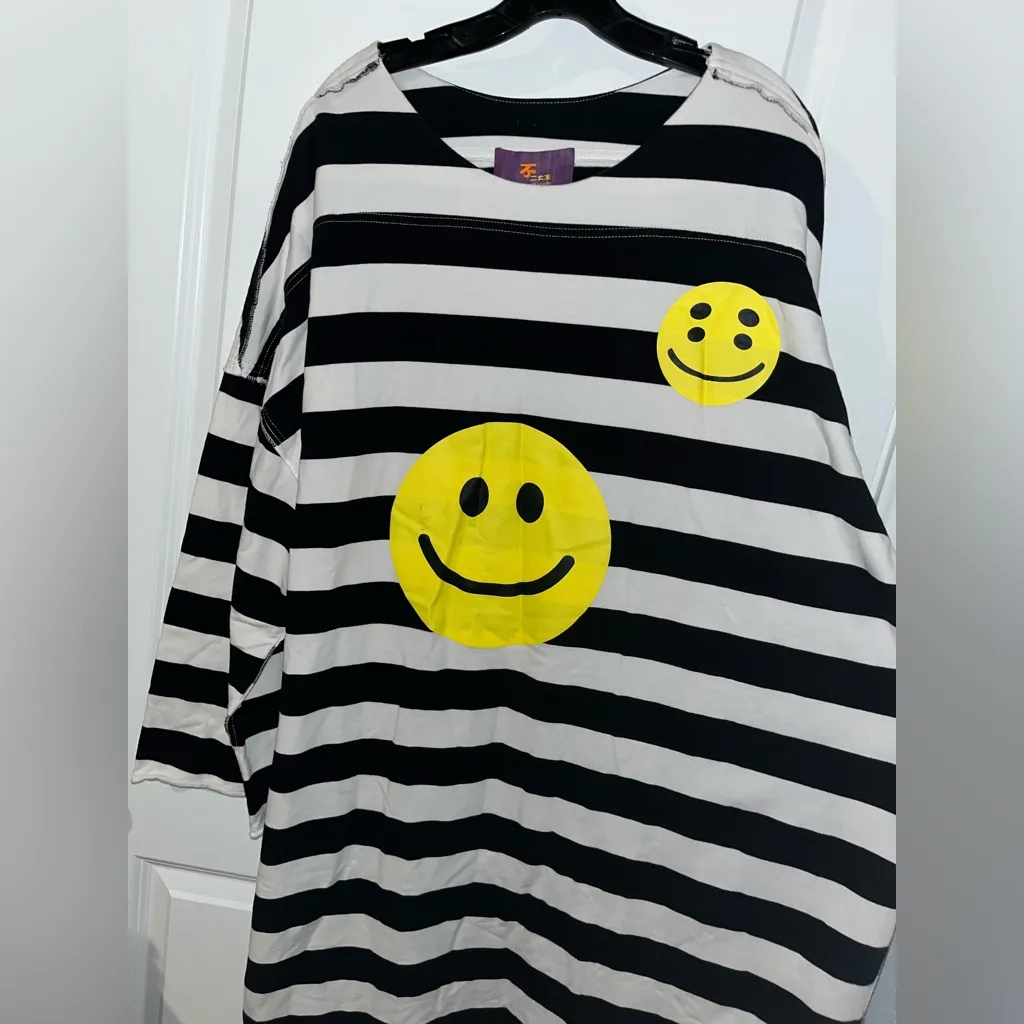 Smiley Face Alt Cyberpunk Skater Goth Edgy Retro Streetwear Trippy Stripes Dress - Image 14