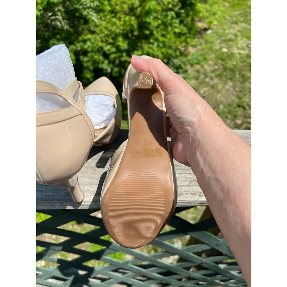 Dream Pairs Office-02 Mary Jane Double Ankle Strap Heels  Sz 9.5 Nude/Pat NIB - Image 4