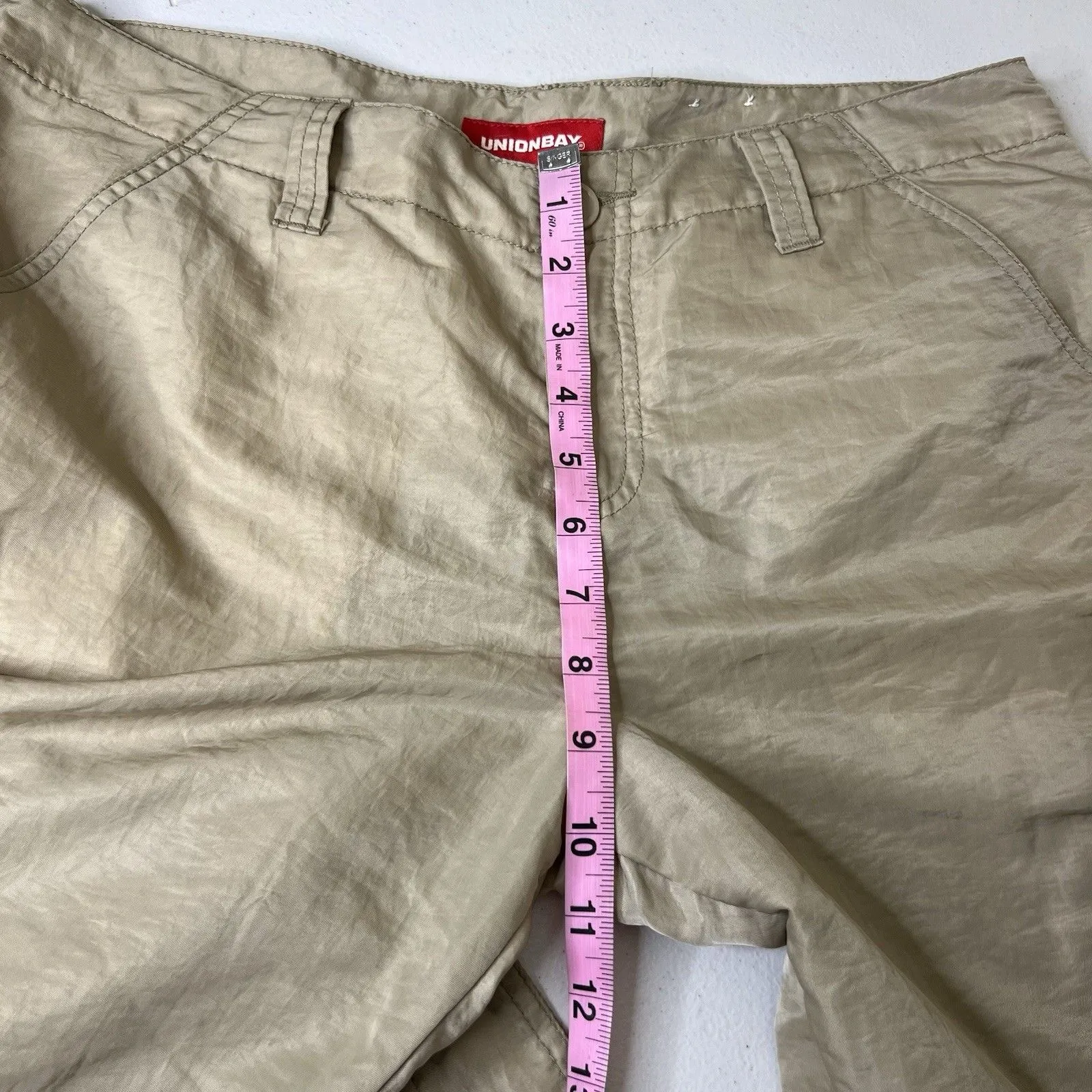 UnionBay Vintage Utility Pants Womens 13 Tan Nylon Wide Leg Low Rise Skater 33” - Image 4