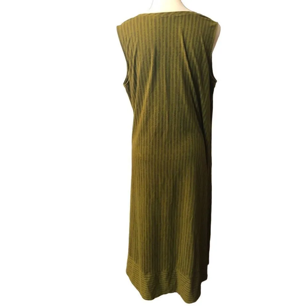 Halston Dress Womens High Low Hunter Green Stripes Tank Style size XL - Image 5