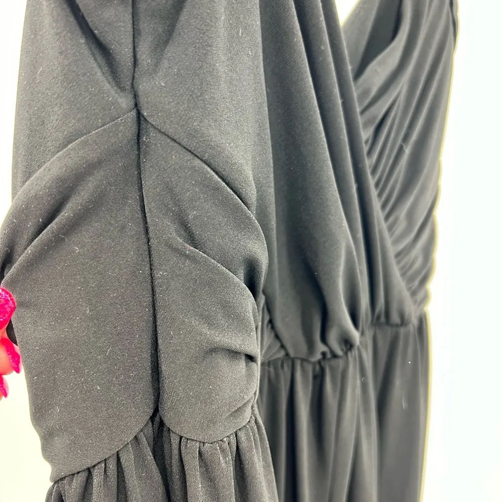 Ann Taylor draped yolk black dress 4 fit & flare wedding bridesmaid - Image 7