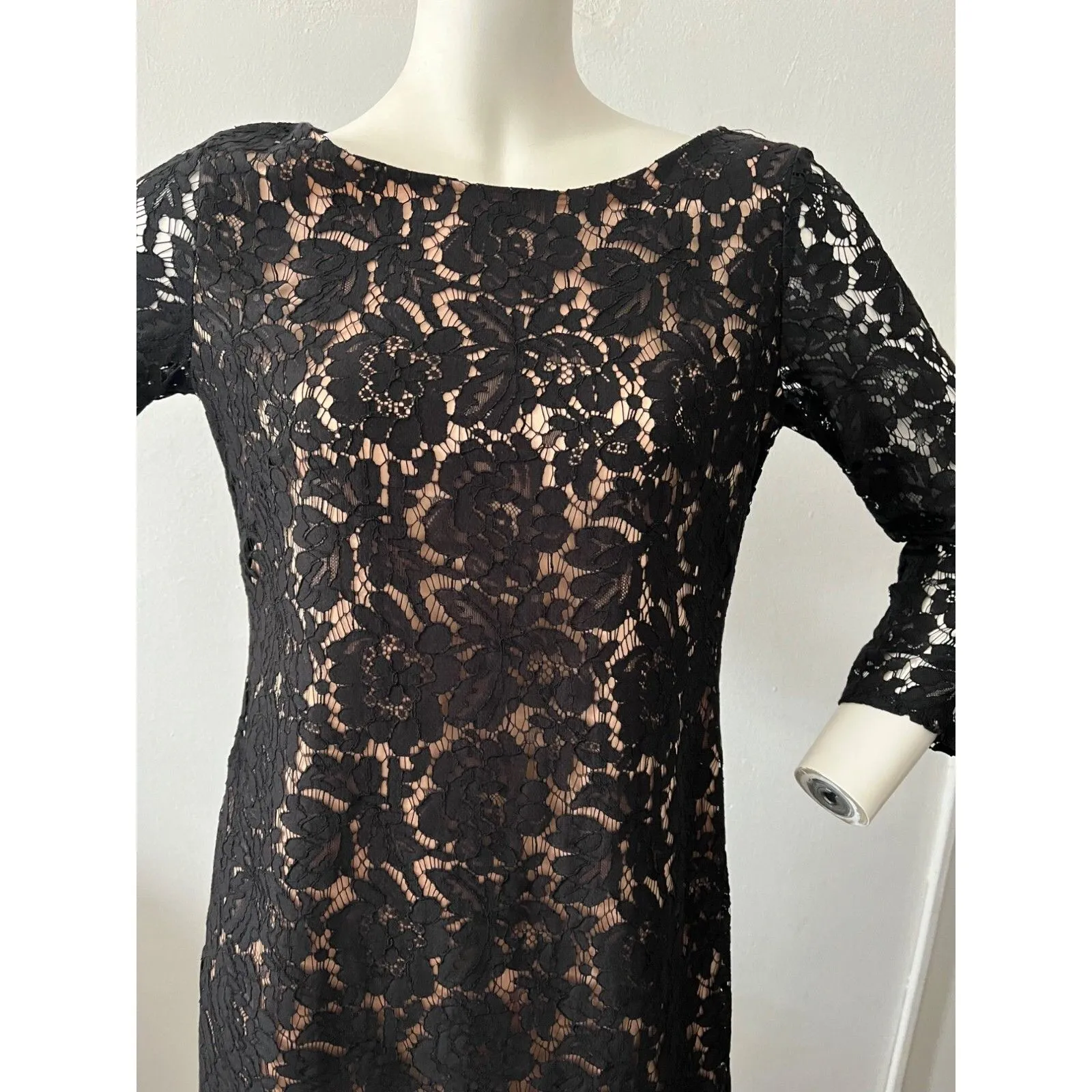 Vince Camuto Black Dress 6 Dark Fairy Romantic Whimsical 3/4 Sleeve Preppy Nye - Image 11