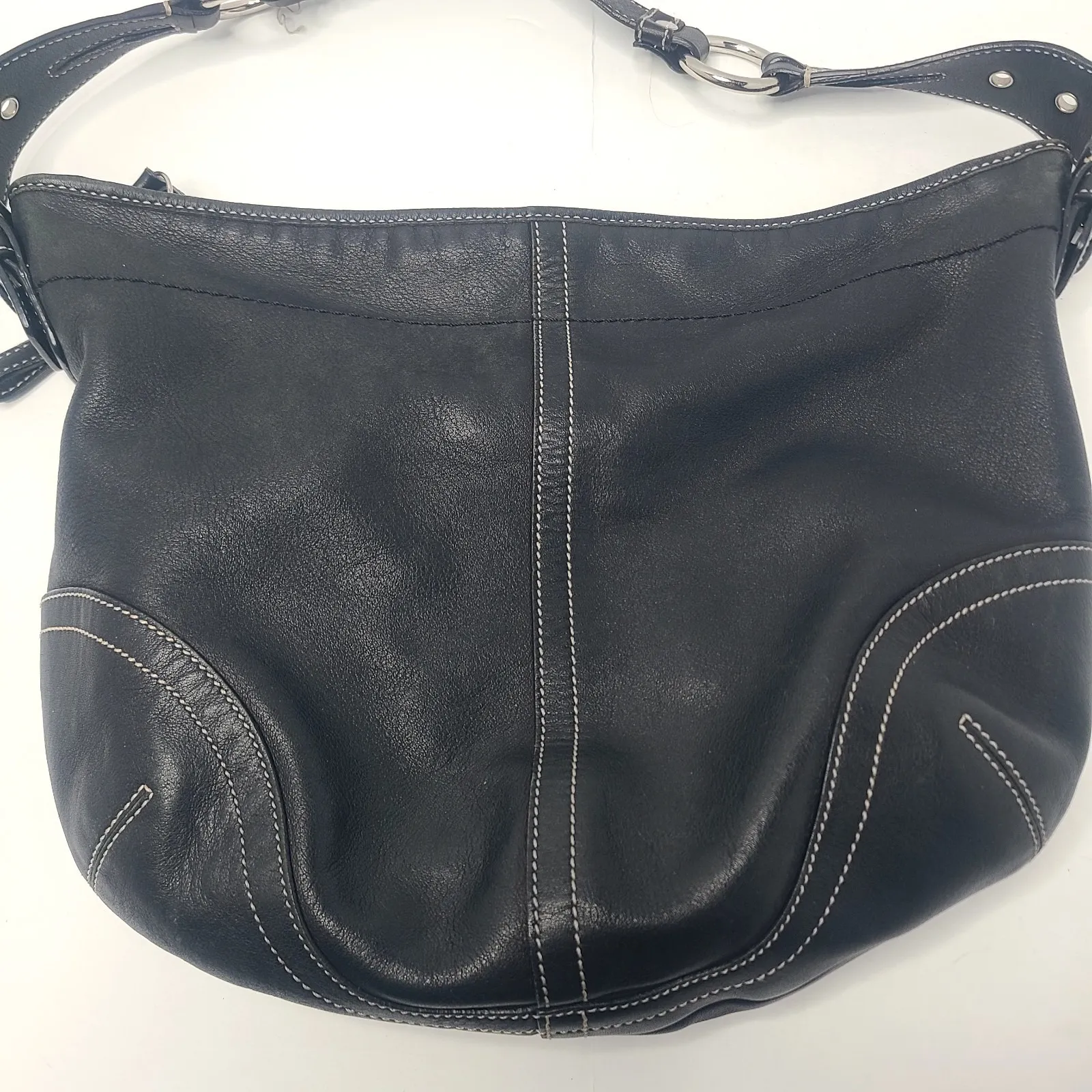 Vtg COACH 3651 Black Leather Shoulder Purse Bag Retro Hobo Soho Rehab Bag READ - Image 2