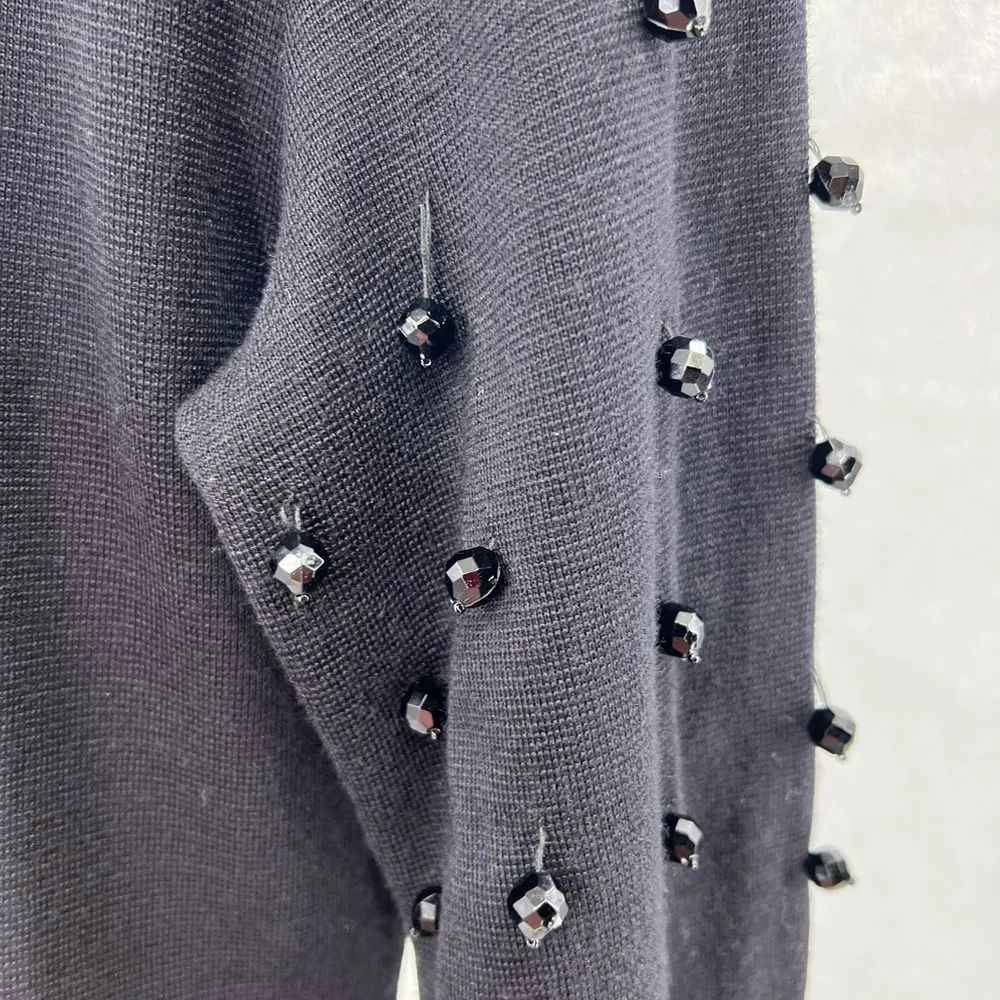 Outlander wool blend black beaded mock neck sweater dress vintage party cocktail Size M - Image 13