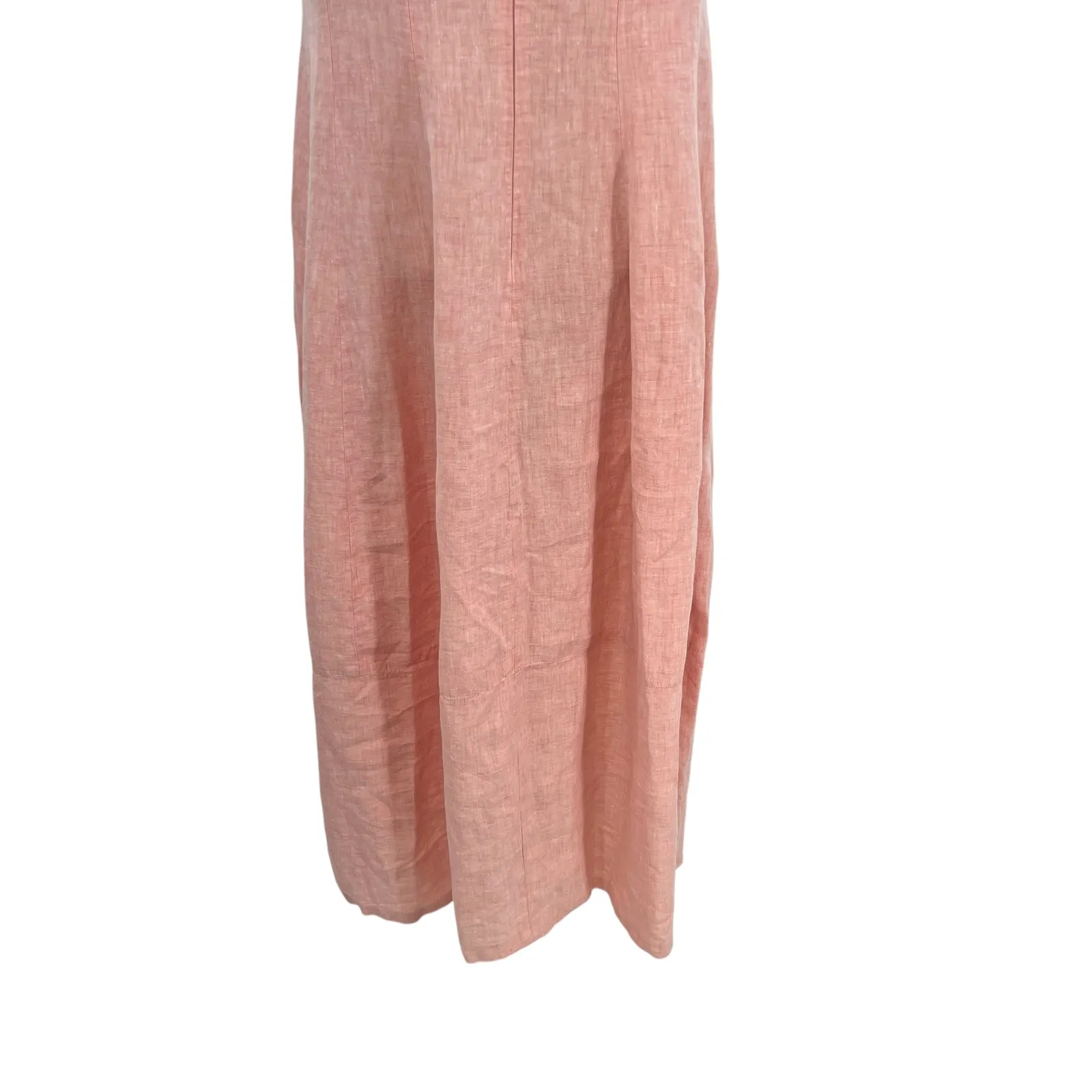 Lafayette 148 New York Pink Linen Midi Dress Sleeveless Embellished Neck Size 8 - Image 10