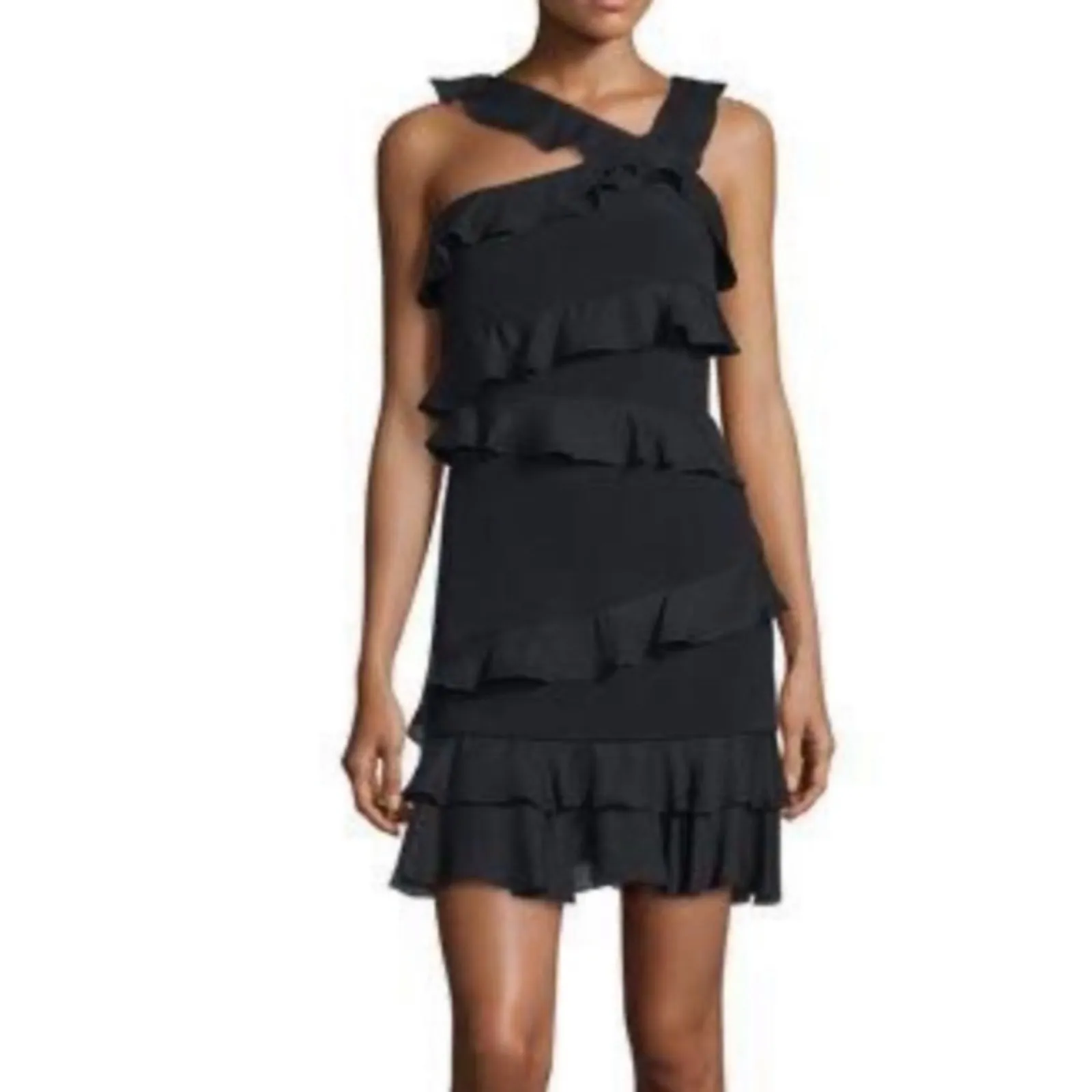 Cushnie Et Ochs bliss silk ruffle dress LBD sz 0 - Image 2