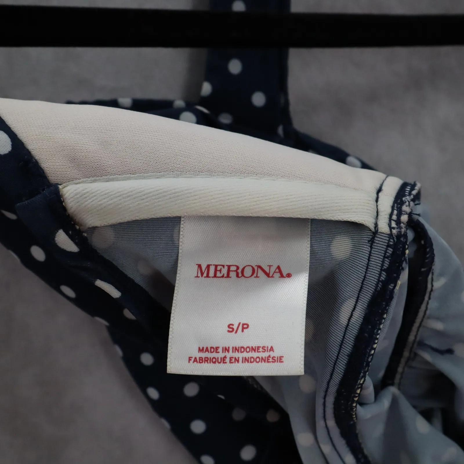 Merona Navy Blue Polka Dot Padded Halter Tie Swim Beach Tankini Top S Small - Image 7