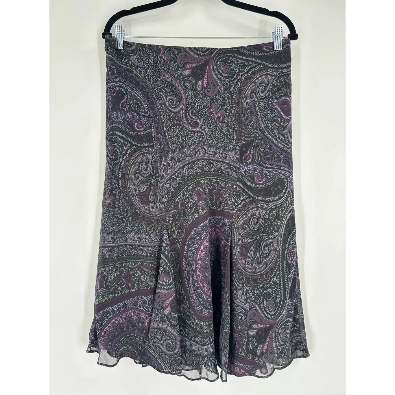 Y2K Floral Midi Skirt Size M Goth Witchy Whimsical Black Purple Whimsigoth Chaps - Image 8