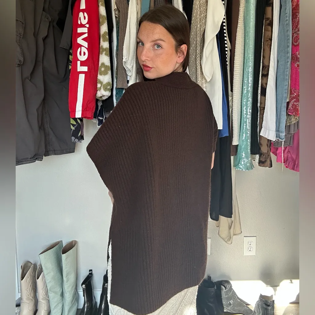 LOFT brown knit wrap vest – size XS/S - Image 2