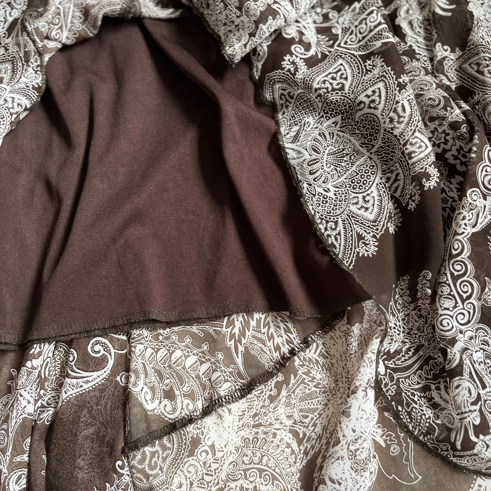 JKLA | Whimsigoth Brown Paisley Lined Flowy Midi Skirt | Women's Size L Size L - Image 5