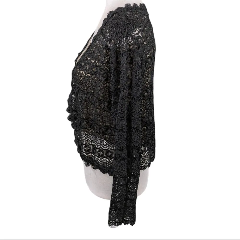 Boutique Sharon Kahala HI Lace Design Shrug EUC $229 Size XL WF140 Black - Image 3