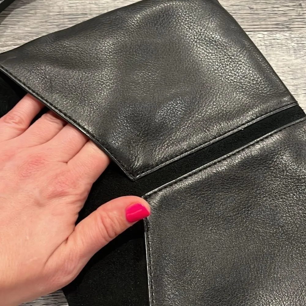 Stella & Dot COVET Highline leather suede mini crossbody purse black EUC ($159) - Image 6