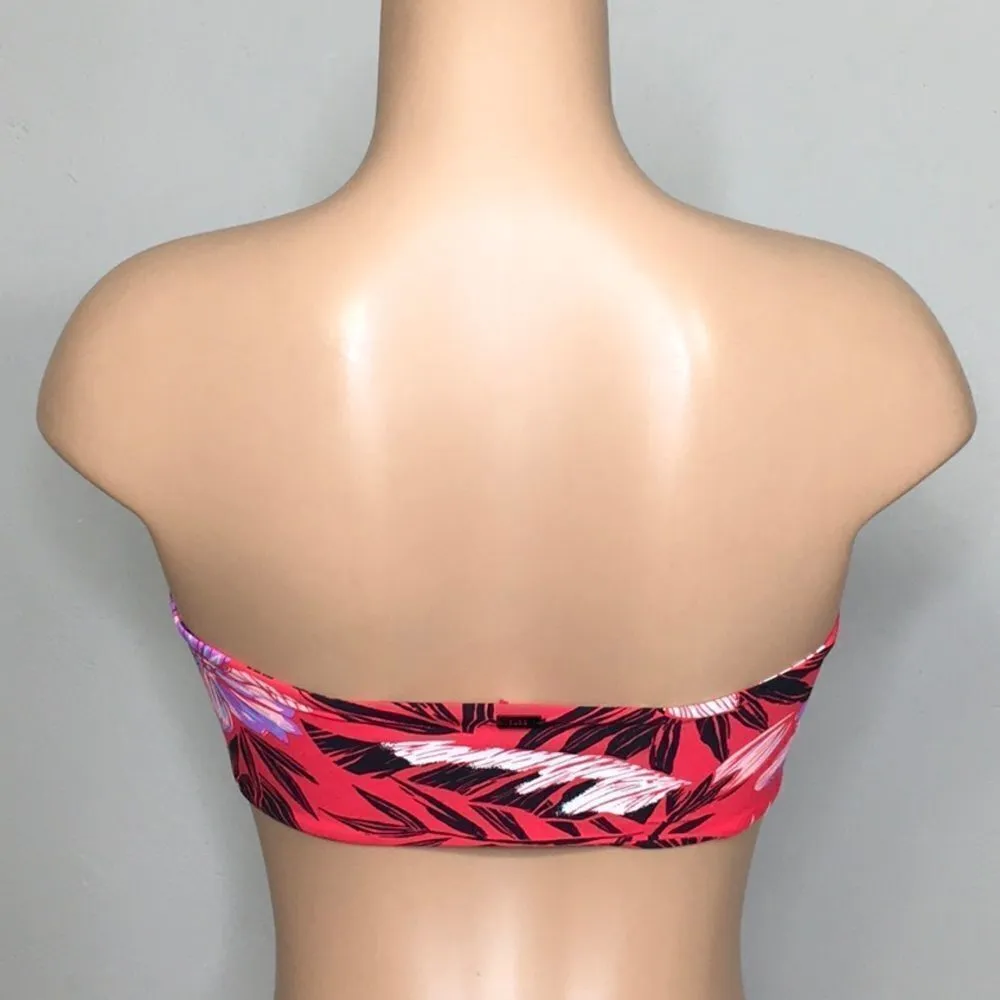 New. Volcom red tropical print twist front bikini top. - Image 4