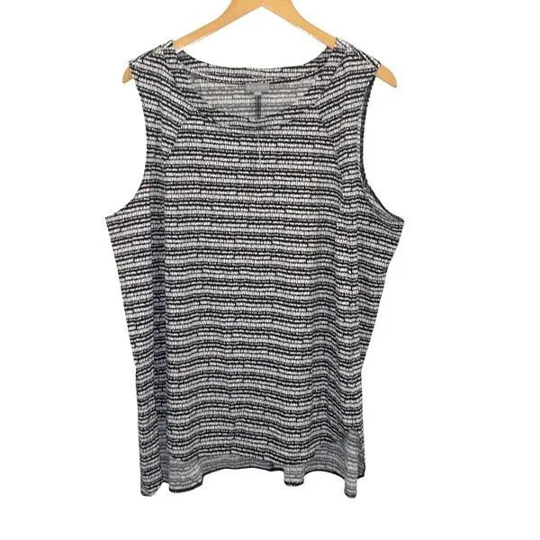 T by‎ Talbots Womens Lightweight Stretch High Low Tank Top Black White Sz 2X NWT - Image 2