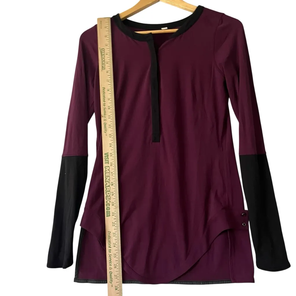 Lululemon Urbanite Henley Long Sleeve Plum Black Womens S Nulu Sporty Breathable - Image 7