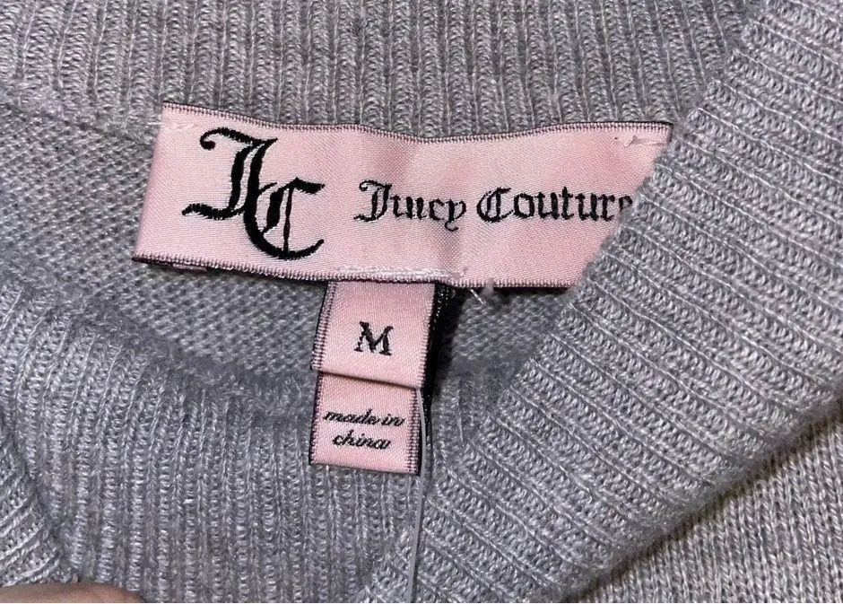Juicy Couture Mock Neck Intarsia Logo Sweater in Heather Cozy Size Medium - Image 2