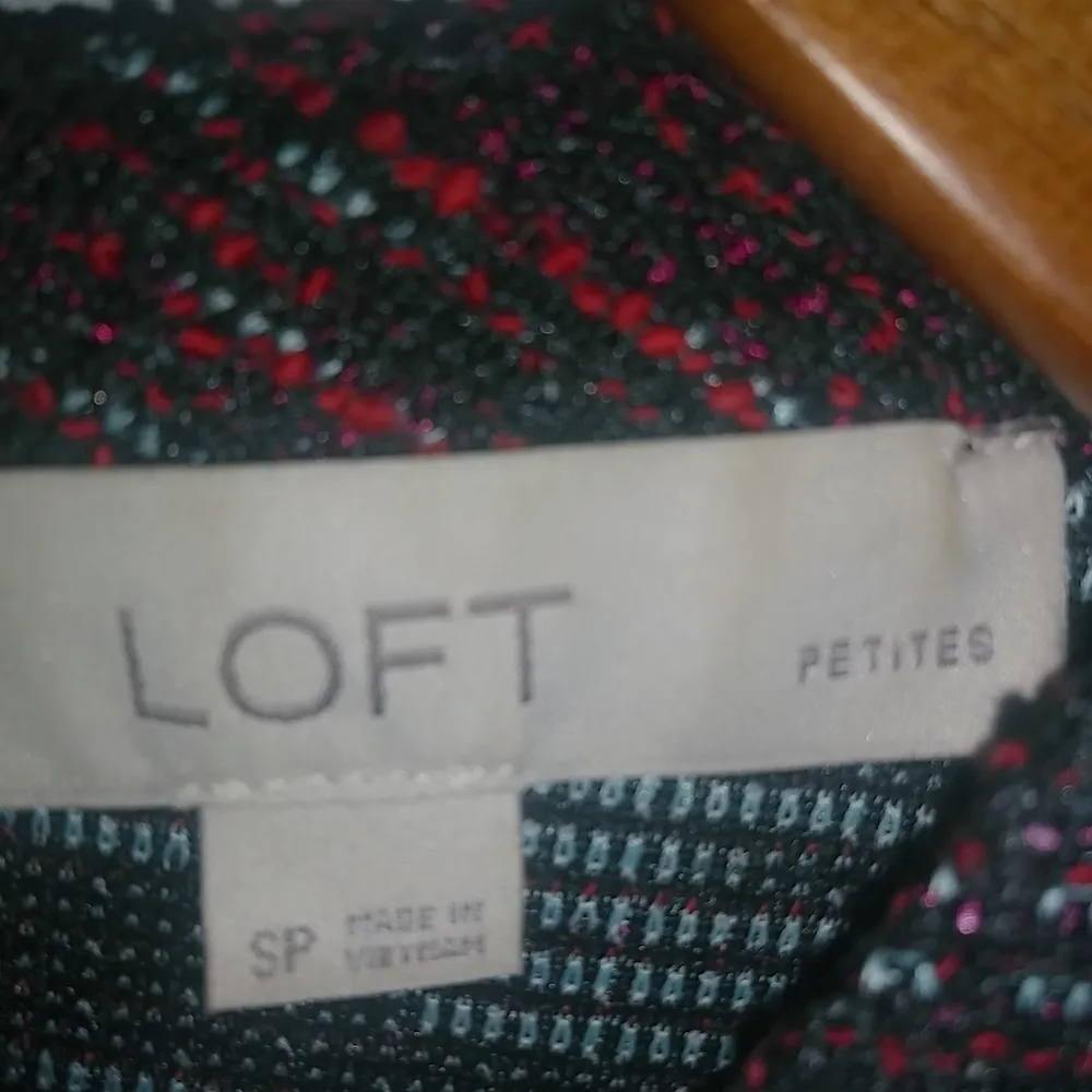 Loft SP Career Short Sleeved Textured Shift Mini Dress Crew Neck Red Gray Petite - Image 12