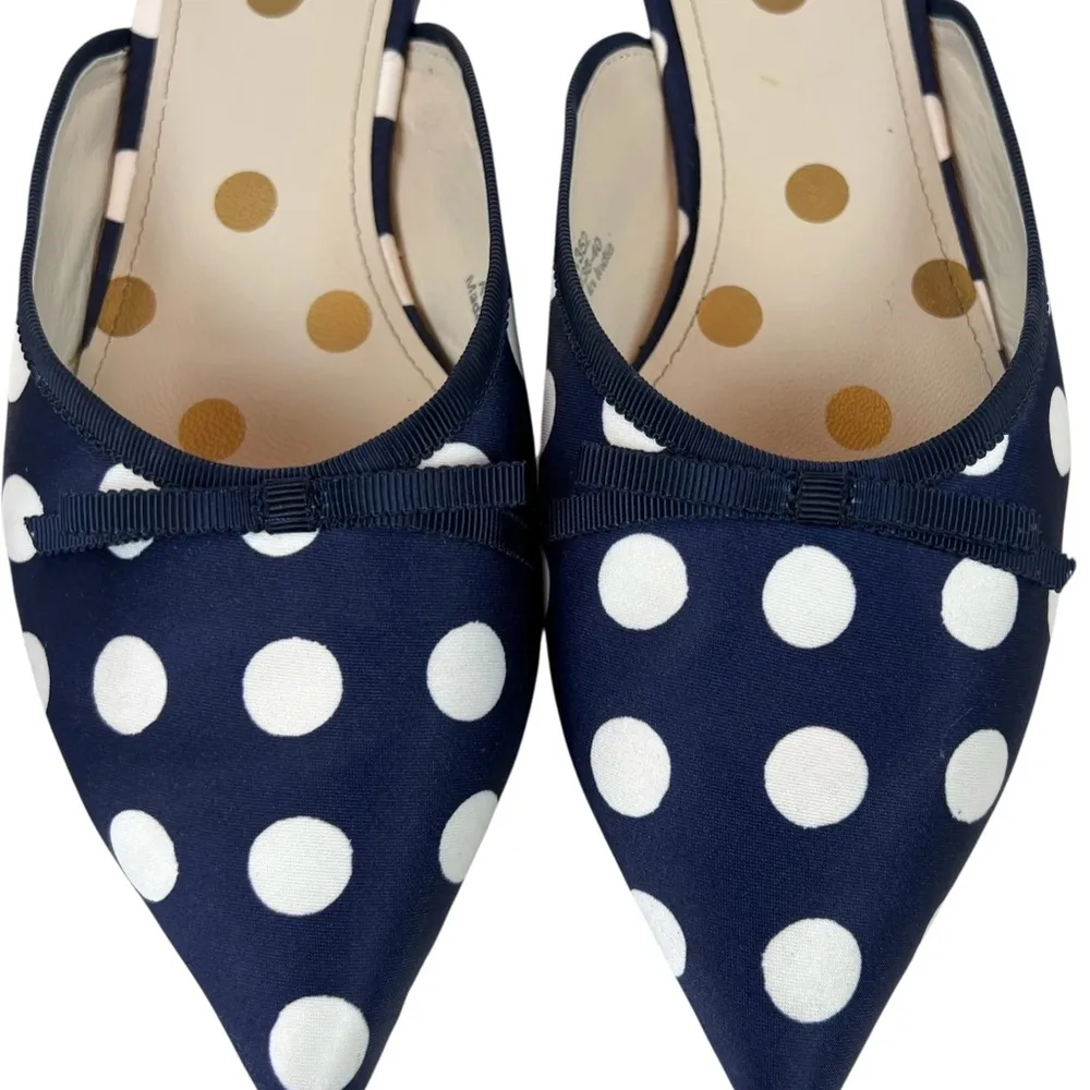 Boden Polka Dot Pointed Toe Slip On Flats Blue Size 8.5 - Image 3