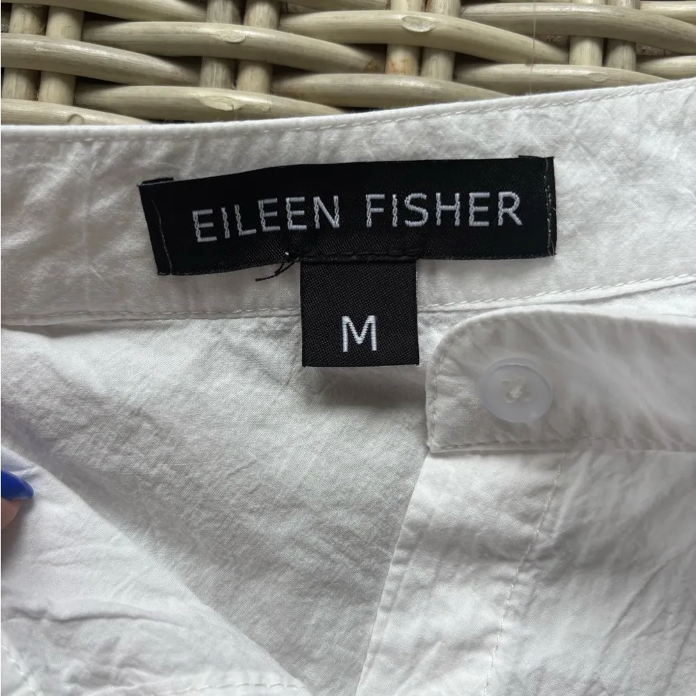 Eileen Fisher Organic Cotton Ripple Band Collar Shirt‎ medium minimalist layered - Image 7