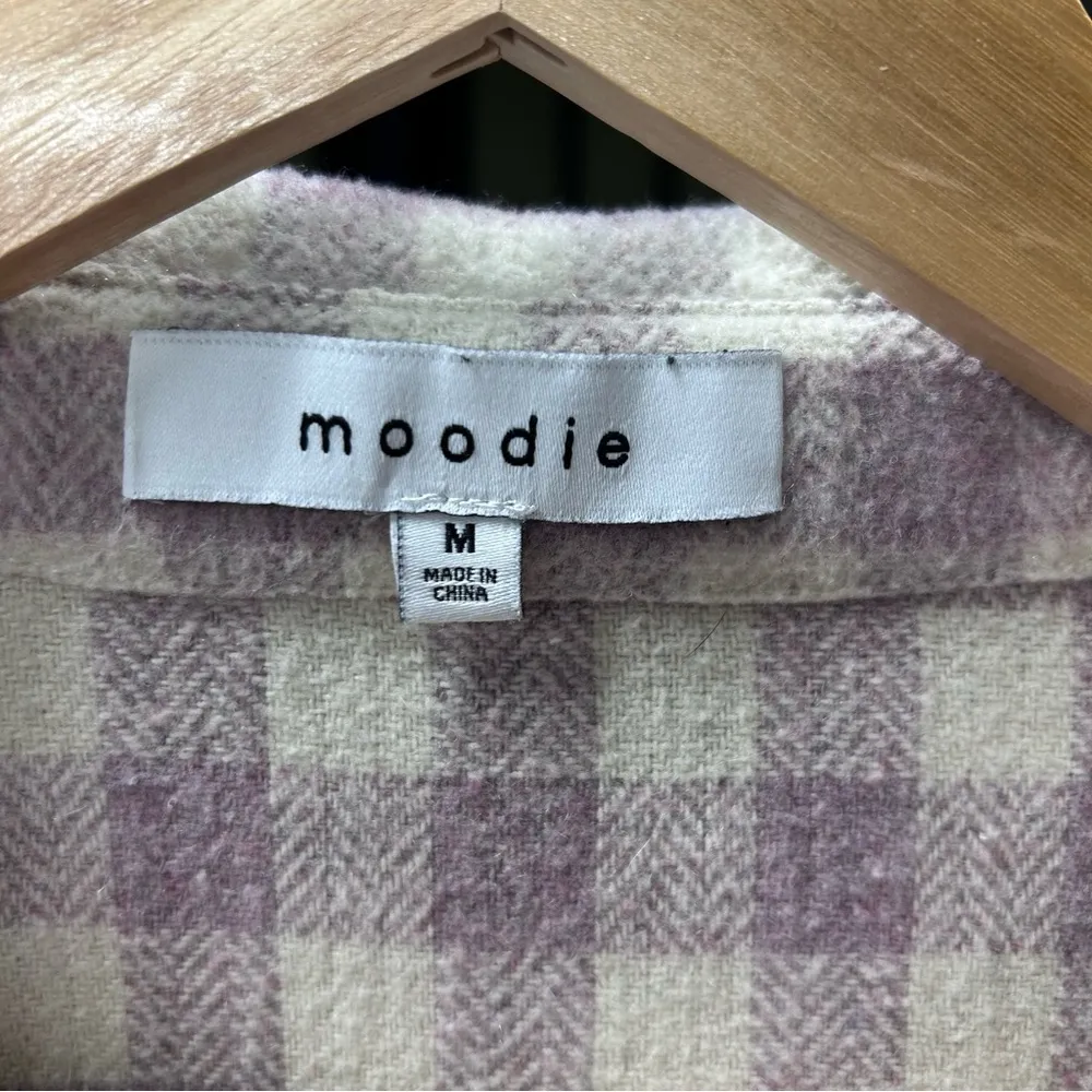 Moodie Lavender/Cream Gingham Shacket: Size MEDIUM Purple - Image 2