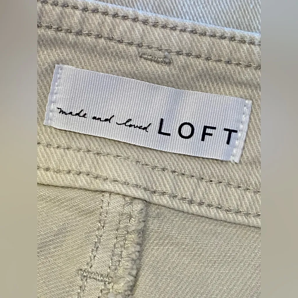 Loft by Ann Taylor Jeans Wide Leg High Rise Ivory Cream Size 27/4 - Image 6