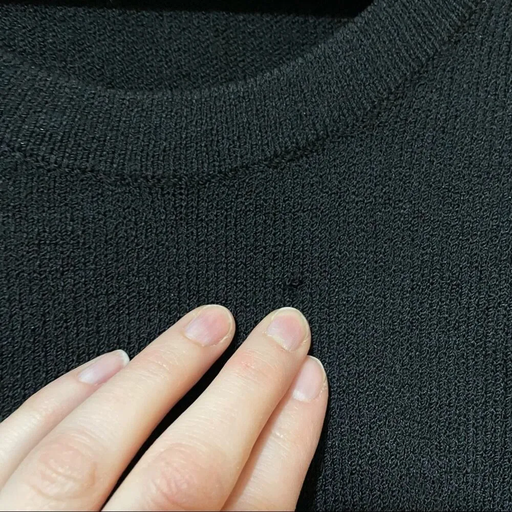 ST. John Black Santana Knit Short Sleeve Crew Neck Sweater Womens M Fall Casual - Image 3