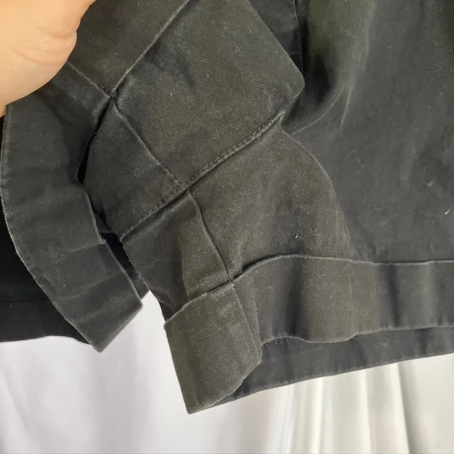 ASOS DESIGN Black Pleated Cuffed High Waist Cotton Blend Shorts US 14‎ - Image 8