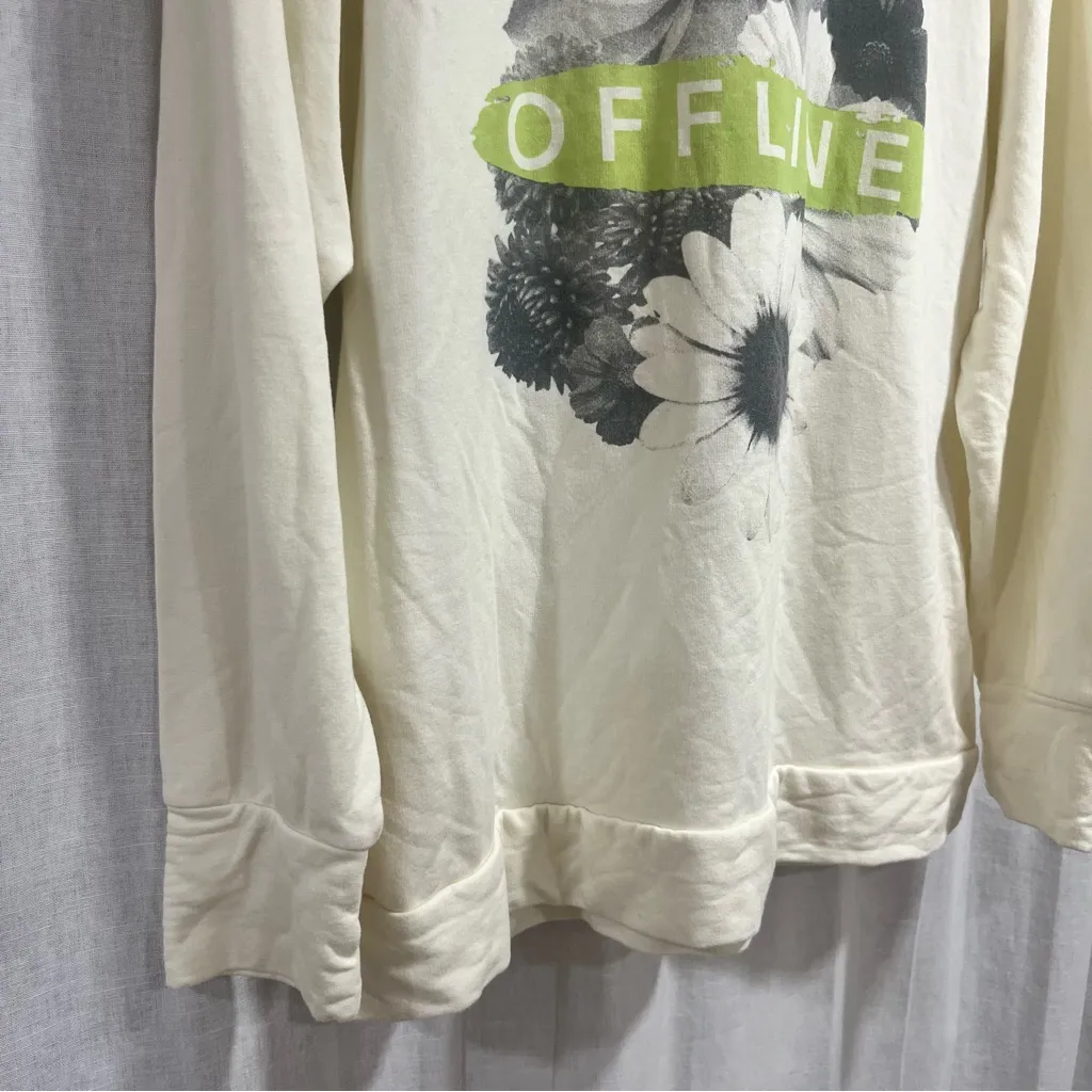 Aerie Offline Fleece Oversized Hoodie Cream Floral - Image 2