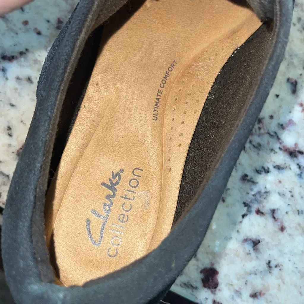 Clarks Womens Airabell Sky Suede Slip On Wedge Platform Shoes Black Size‎ 8.5 - Image 7